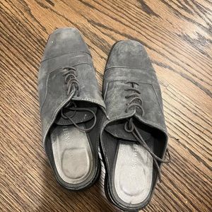 Stuart Weitzman suede lace up flat mules